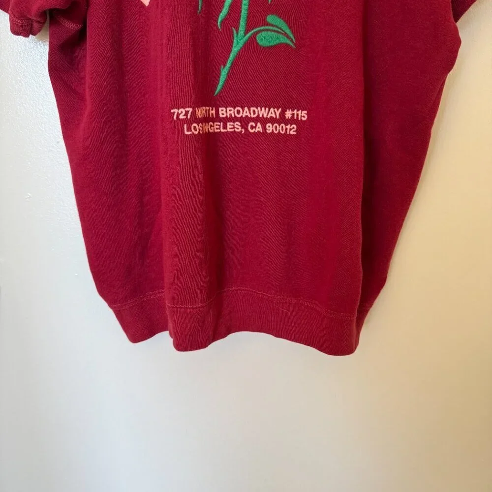 East West Rose Embroidered Vintage Recycled Short Sleeve Sweater​​